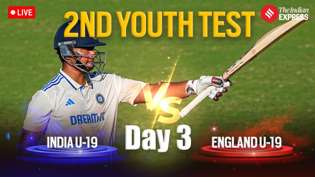 IND U-19 vs ENG U-19 Today Test Match Live Cricket Scorecard Updates IND U-19 vs ENG U-19 2nd Test LIVE Score: Follow India U-19 vs England U-19 2nd Youth Test happening at the County Ground in Chelmsford.