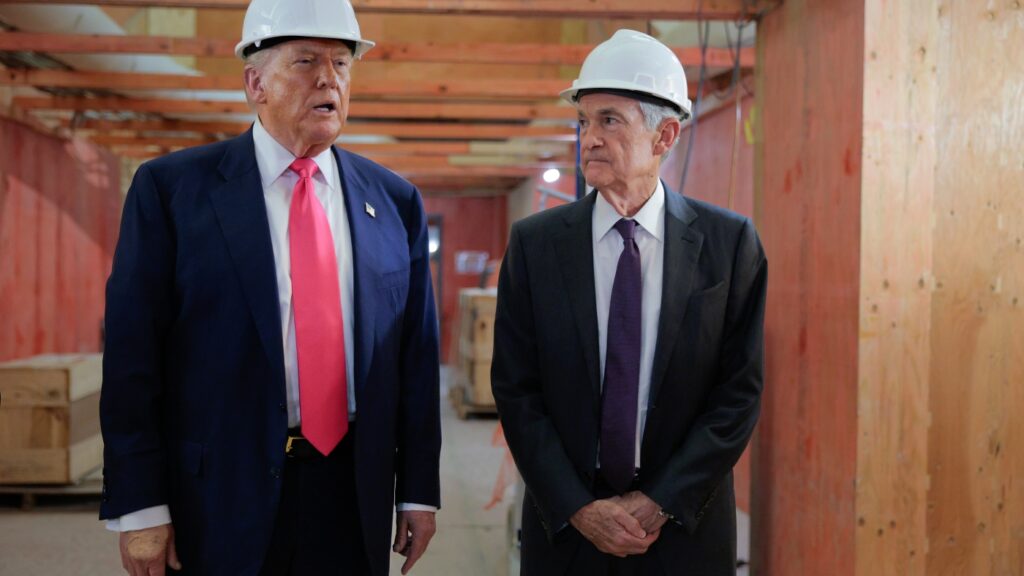 Trump visits the Federal Reserve, tussles with Jerome Powell : NPR
