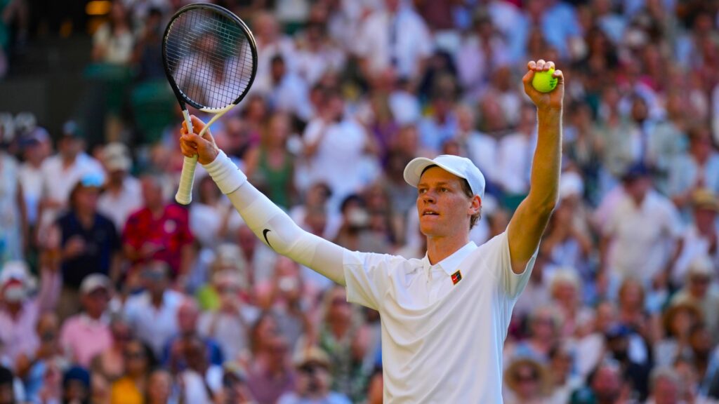 Wimbledon 2025: Jannik Sinner breezes past Novak Djokovic in straight sets to enter final | Tennis News Jannik Sinner celebrates after beating Novak Djokovic in a men's singles semifinal at the Wimbledon Tennis Championships in London, Friday, July 11, 2025. (AP Photo)