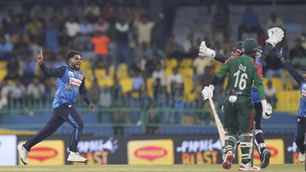 Selectors have named Wanindu Hasaranga in the squad that includes fellow spinners Maheesh Theekshana, Dunith Wellalage, ambidextrous spinner Kamindu Mendis, making it a spin-heavy attack. (AP Photo)