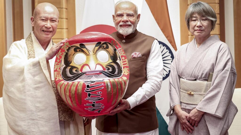 PM Modi presented with traditional Daruma doll in Japan