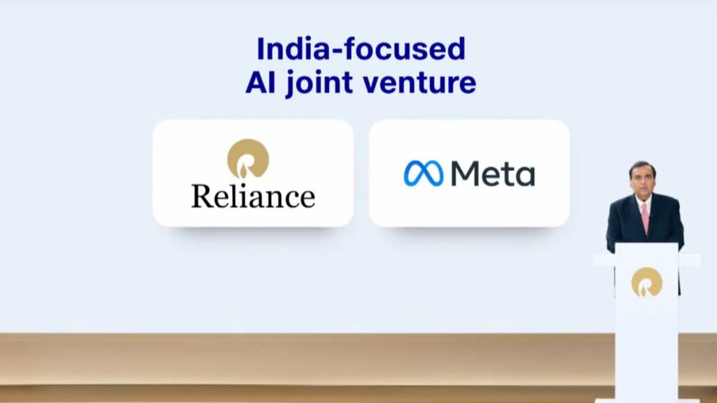 This collaboration with Reliance works towards Meta’s goal of bringing AI closer to Indian enterprises. (Image Credit: YouTube/Reliance Updates)
