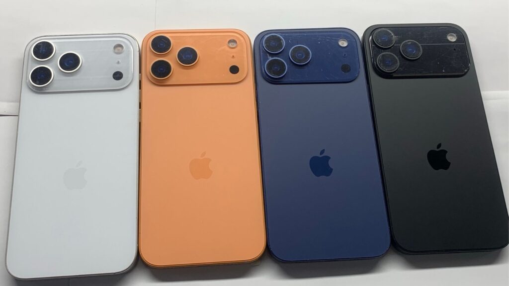 This image displays the iPhone 17 Pro Max dummy version and displays the repositioned Apple logo. (Image: Bluesky/ Sonny Dickson)