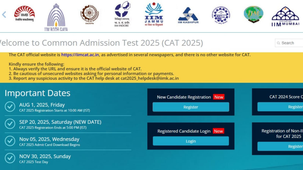 CAT 2025 registration deadline extended, apply by September 20 at iimcat.ac.in, link here