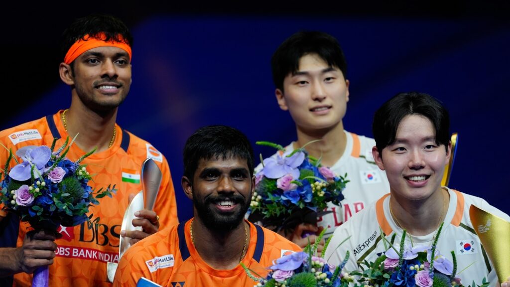 China Masters: Satwik-Chirag lose to Korean doubles’ solo star Seo Seung-jae | Badminton News India vs Pakistan Asia Cup 2025 today match Live Cricket Score: India's Abhishek Sharma hits a six during the Asia Cup cricket match between India and Pakistan at Dubai International Cricket Stadium on Sunday. (Photo: AP )
