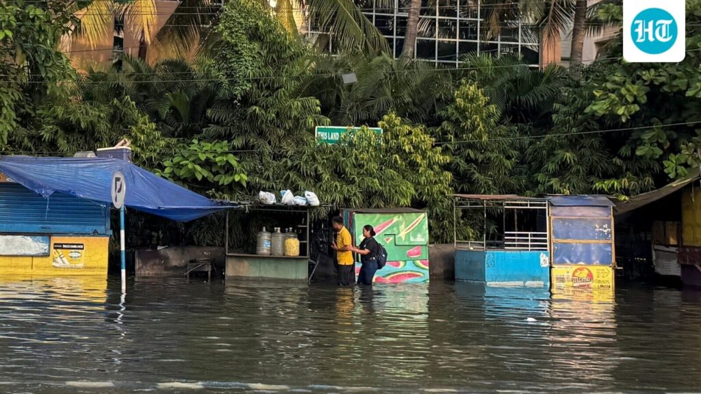 Durga Puja preparations hit as Kolkata stays waterlogged, pandals suffer damage Durga Puja preparations hit as Kolkata stays waterlogged, pandals suffer damage