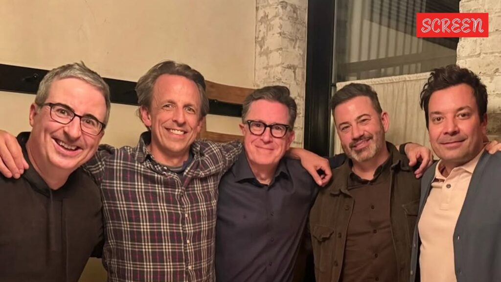 Jimmy Kimmel with other talk show hosts.