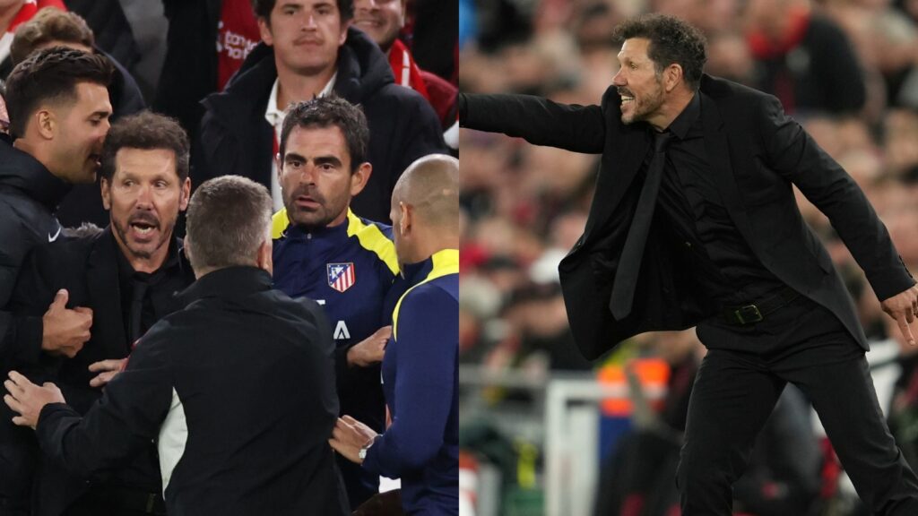 Atletico Madrid's manager Diego Simeone engaged in a verbal altercation against Liverpool fans during the UEFA Champions League match. (Photo: AP/X)