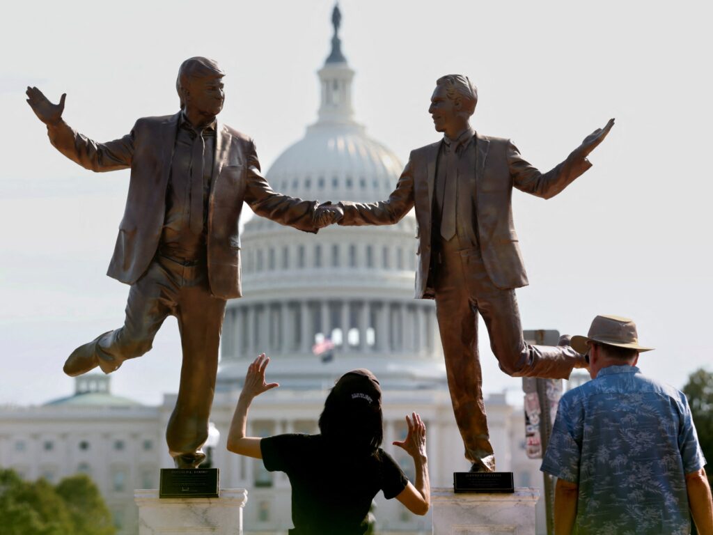 Satirical statue in DC notes ‘long-lasting bond’ between Trump, Epstein | Donald Trump News
