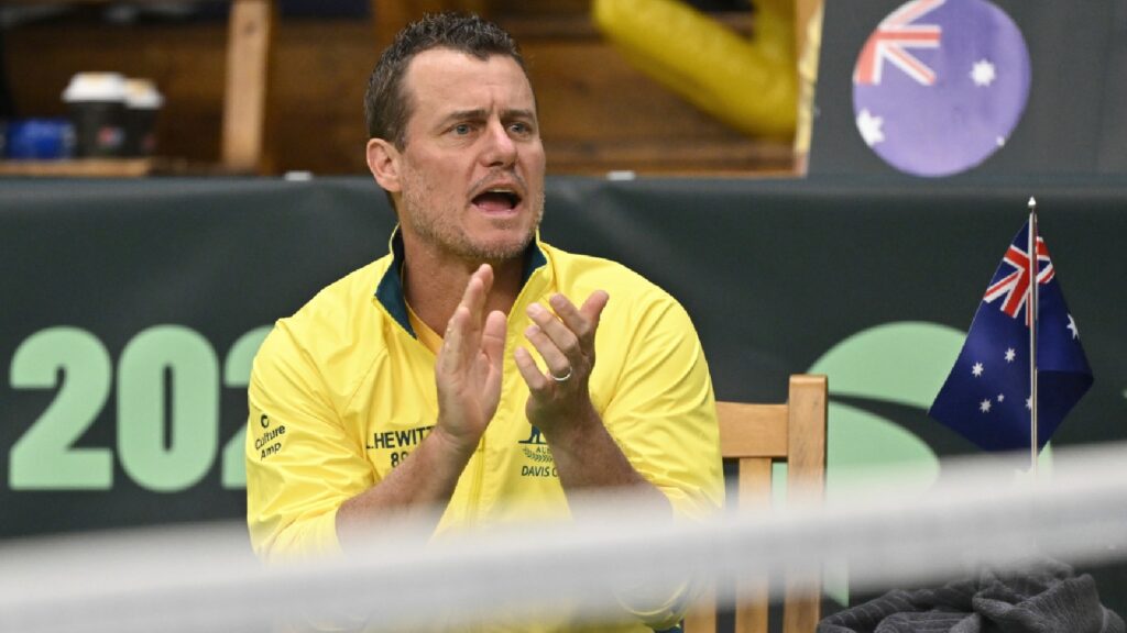File image of Australia team captain Lleyton Hewitt during the doubles Davis Cup tennis match between Sweden and Australia at the Royal Tennis Hall in Stockholm. (News Agency via AP)