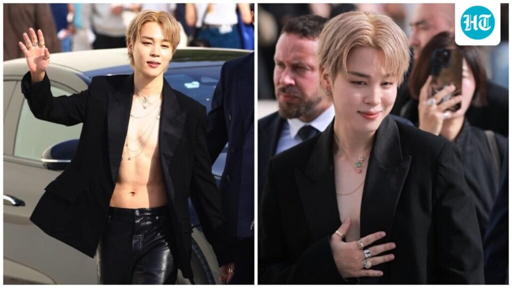 BTS Jimin goes blonde and shirtless as he serves ‘boyfriend material’ vibes in black Dior suit, stunning jewels in Paris BTS Jimin goes blonde and shirtless as he serves ‘boyfriend material’ vibes in black Dior suit, stunning jewels in Paris