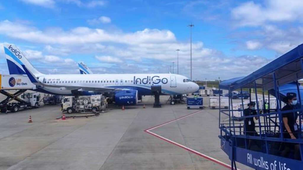 FILE - An aircraft of India's budget airline IndiGo is serviced at Kempegowda International Airport in Bangalore, India, Sept. 16, 2022. (AP Photo/Rafiq Maqbool, File)
